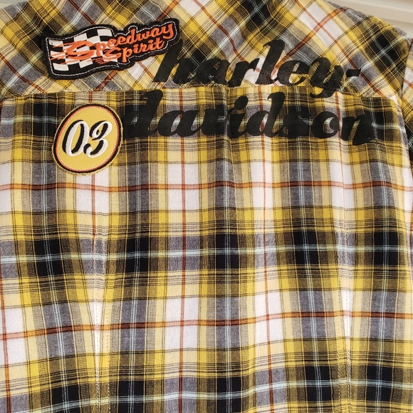 Harley Davidson Women's Yellow Plaid Button Down Shirt Small - Picture 5 of 7